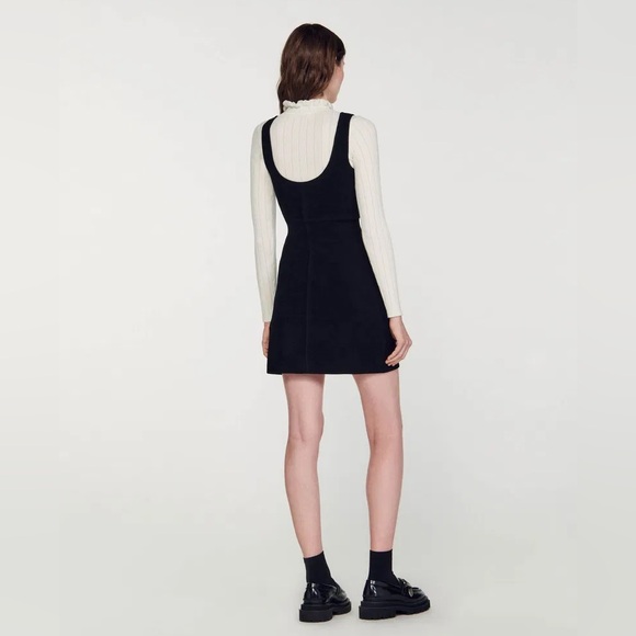 SANDRO Two-Tone Knit Pinafore Dress - Picture 4 of 15